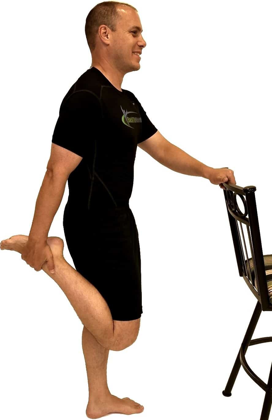 quadricep stretch with chair